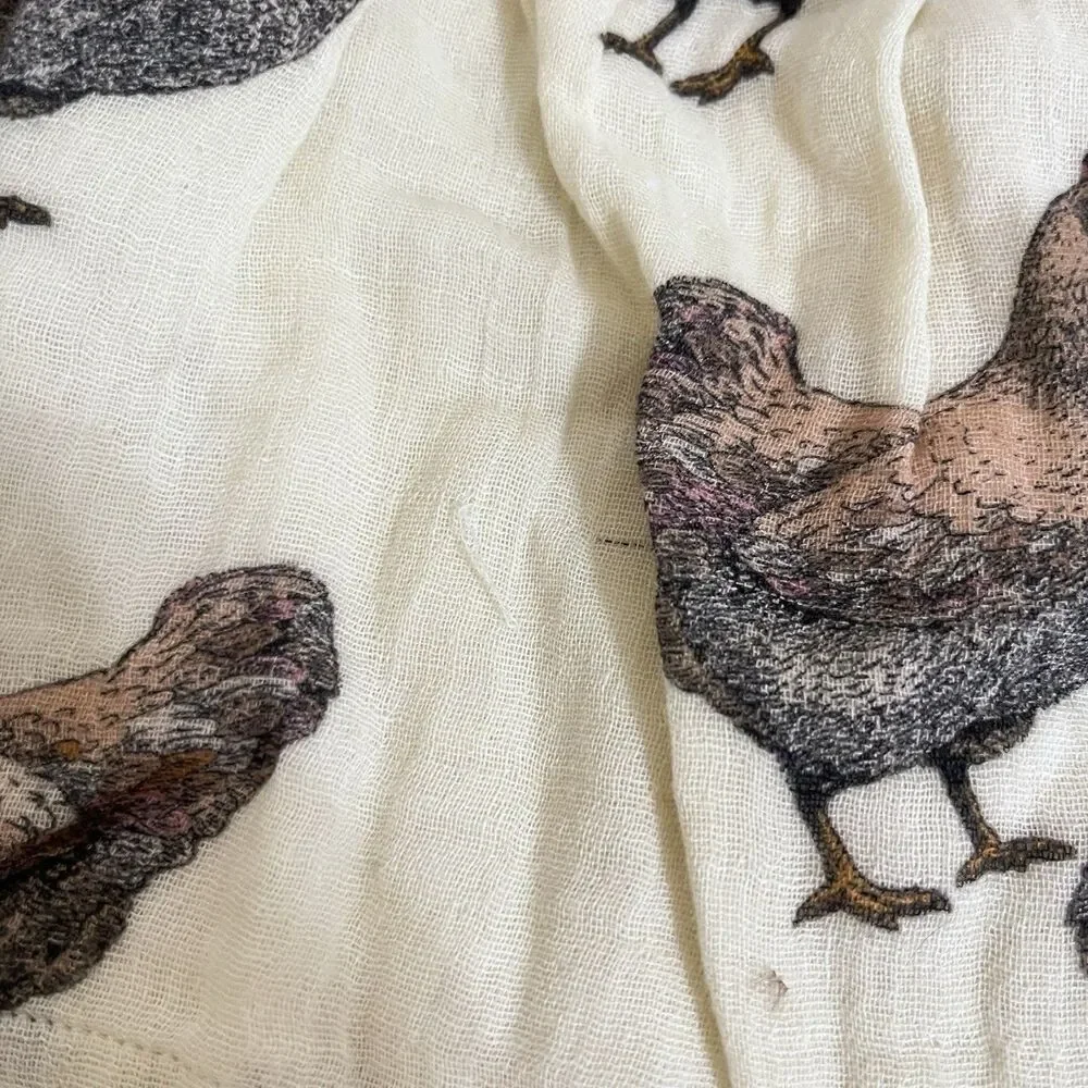 Pink Chicken Dress and Bloomers Set Chickens Print Gauze Girls Size 12-18 Months